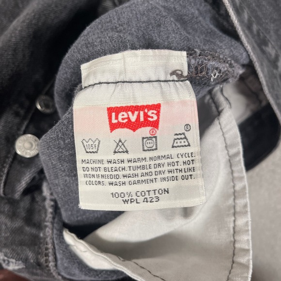 Vintage Levis 501xx Jeans Mens 34x32 Black Denim Great Fade Grunge Button Fly - Picture 7 of 13